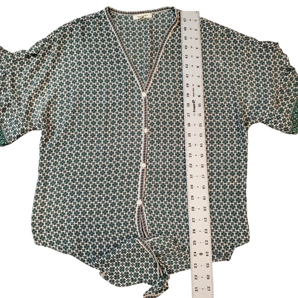 Max Studio Womens Ruffle Sleeve Printed Tie Front Blouse Size Small - Picture 8 of 14